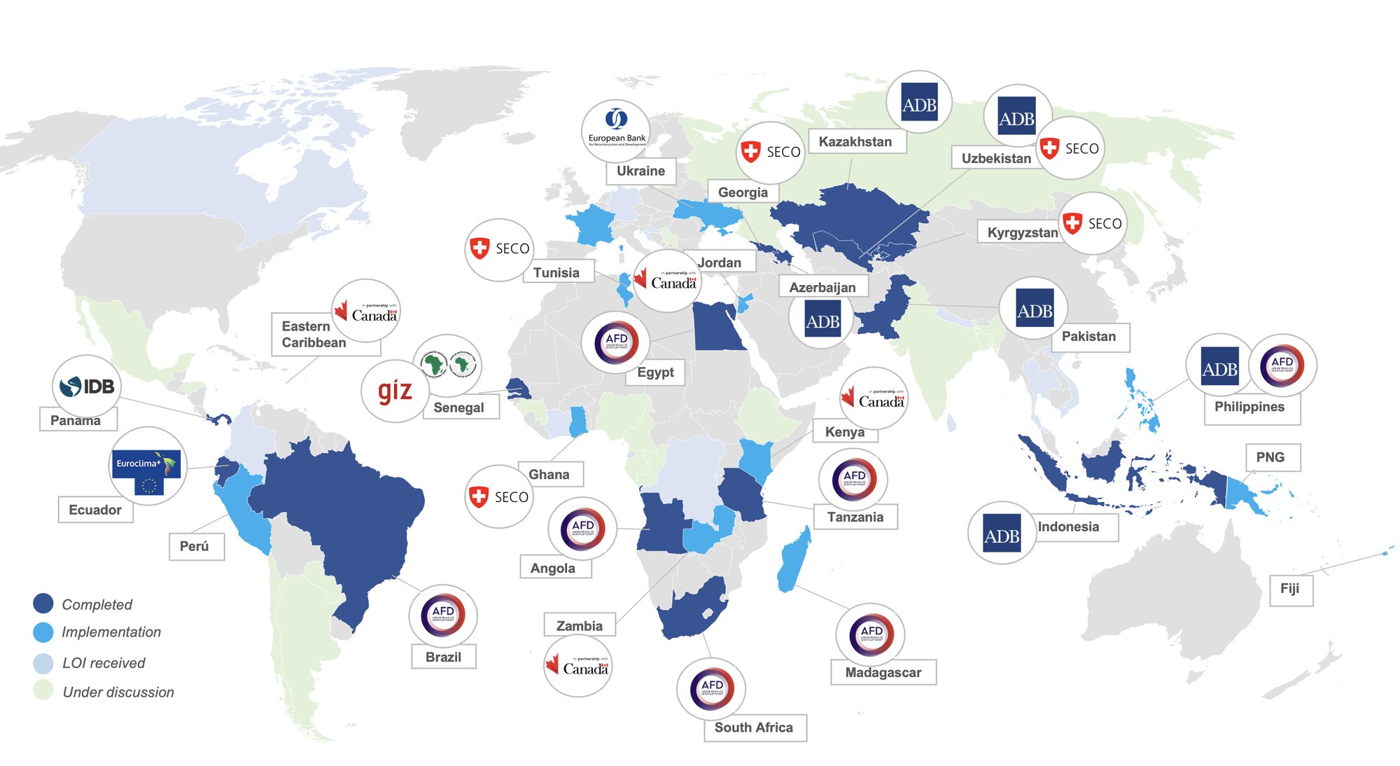 SourceX global outreach map: completed integrations, implementation, letters of intent received and countries under discussion, with supporting partners SourceX global outreach map: completed integrations, implementation, letters of intent received and countries under discussion, with supporting partners